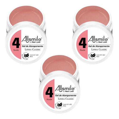 3x Gel De Alongamento 15ml Allsmile Sem  ...